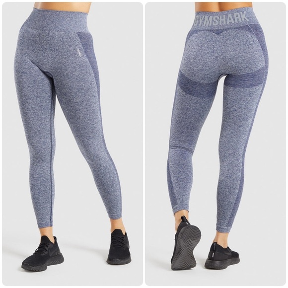 Gymshark Flex Navy Marled High-Waisted Leggings Seamless Design Size S - Picture 1 of 7